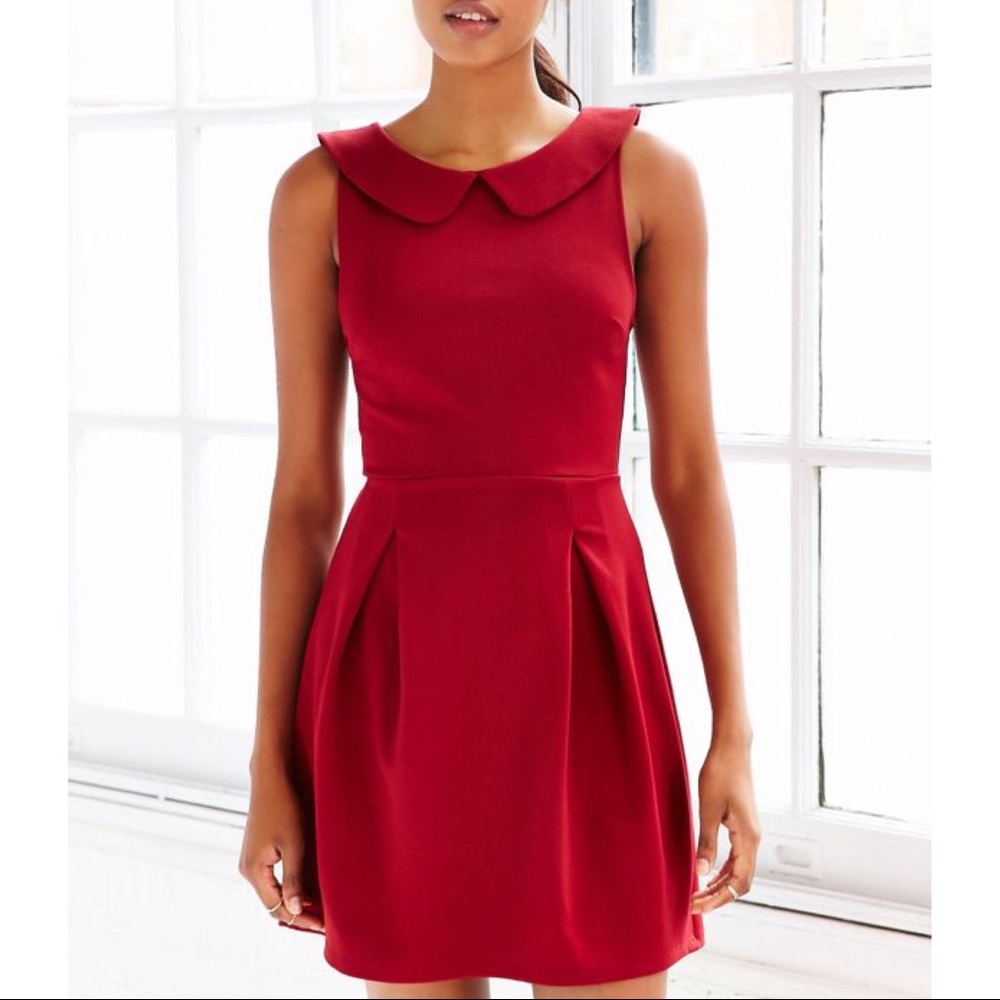 Red urban outfitters peter pan collar dress